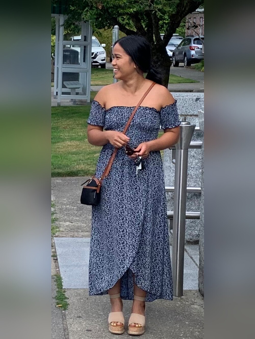 SHEIN Blue and White Floral Maxi Dress